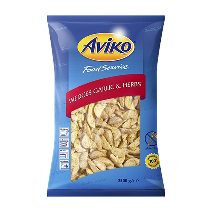 Wedges bez kože česen+zelišča Aviko smrz.